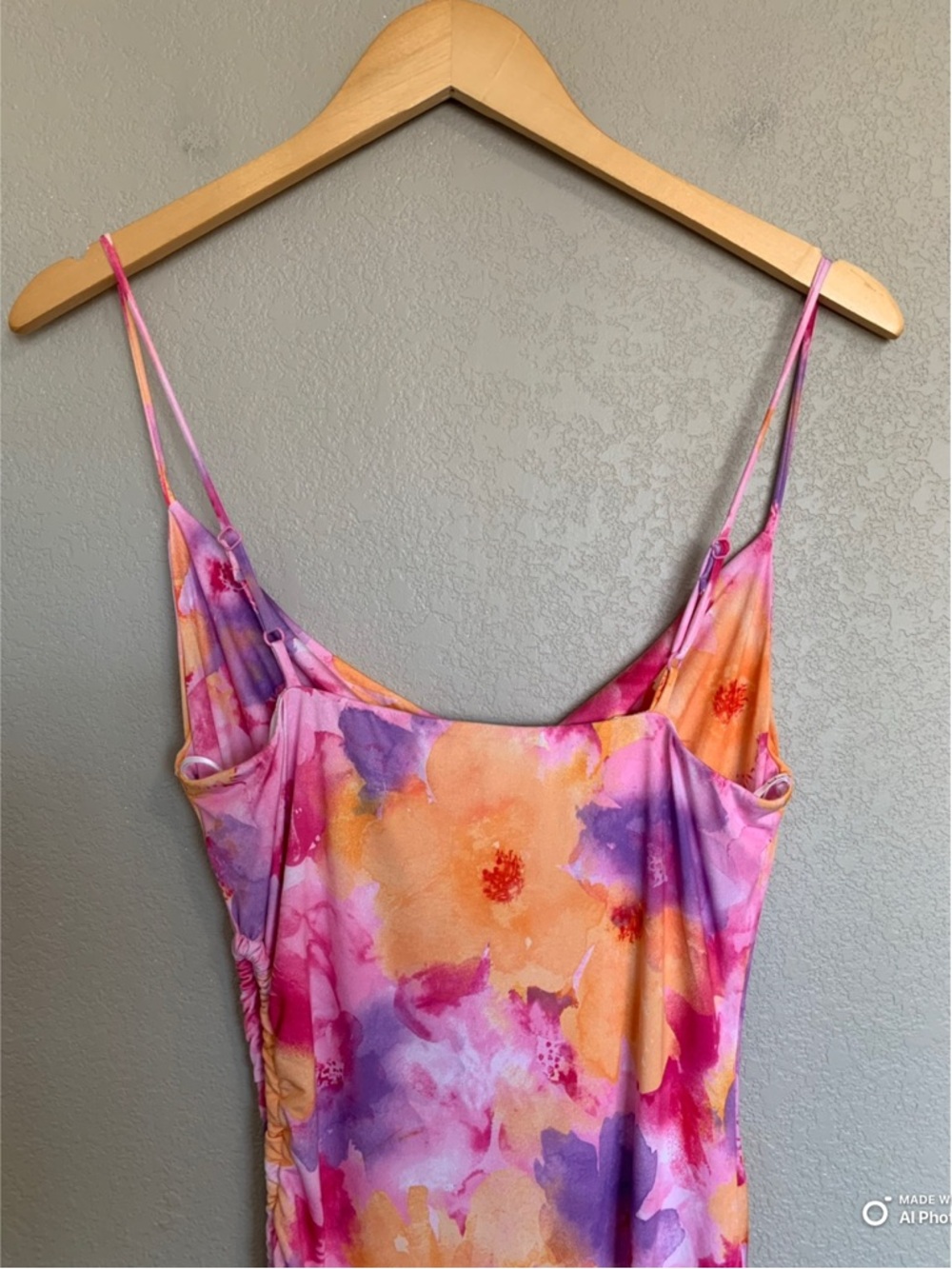 Floral Tie-Dye Cutout Slip Midi Dress - Pink & Purple - Picture 10 of 16